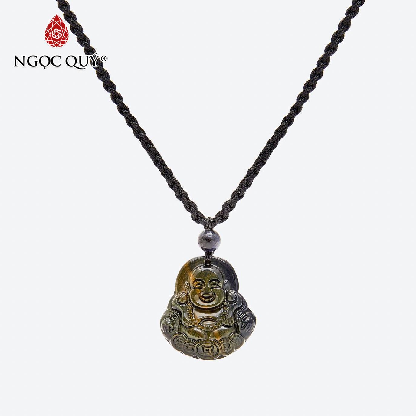 [HCM]Mặt dây chuyền đá mắt hổ xanh phật di lặc mệnh thủymộc (màu xanh đen) - Ngọc Quý Gemstones