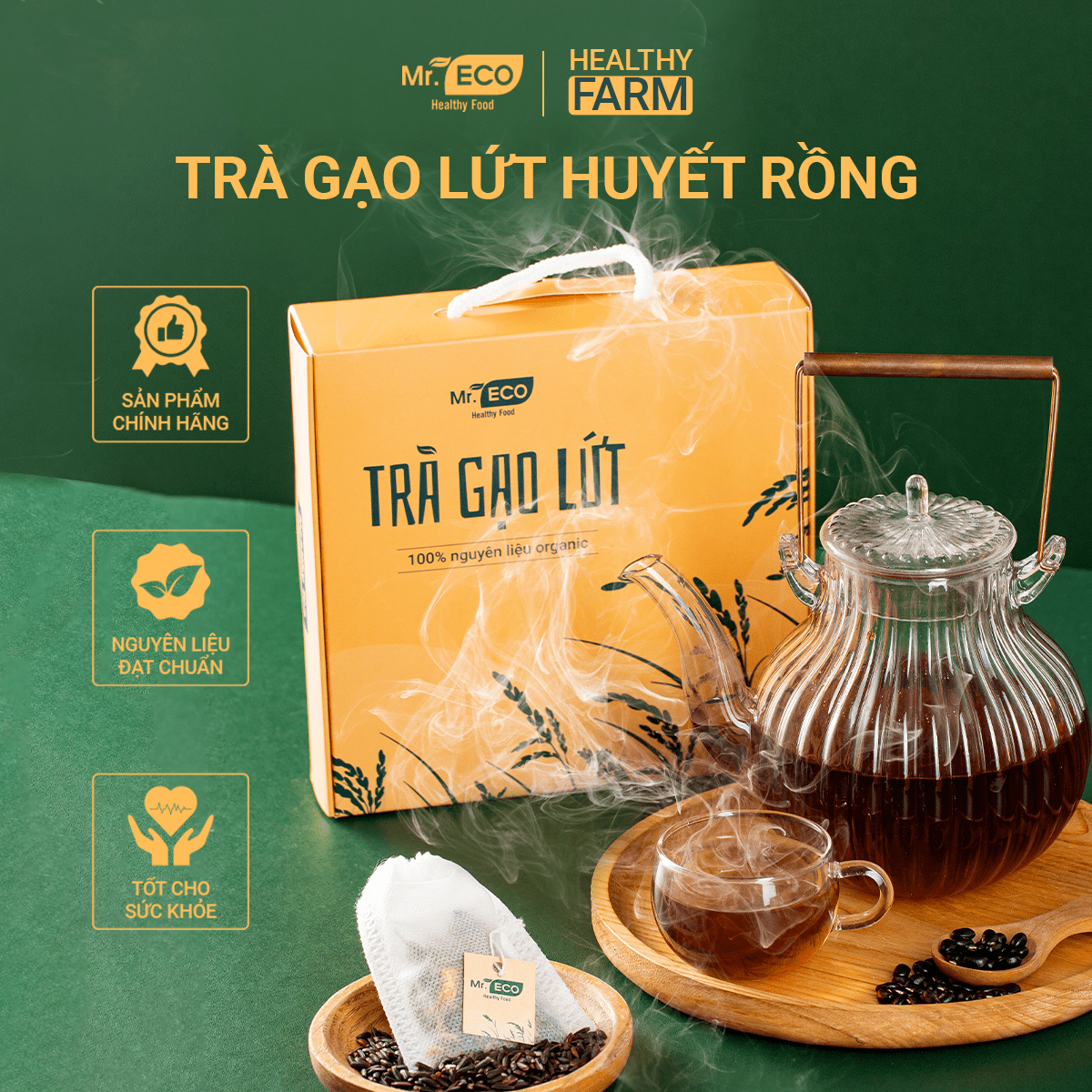 Trà Gạo Lứt Đỗ Đen Mr Eco Healthy Farm giảm cân an toàn, thanh nhiệt, giải độc cơ thể