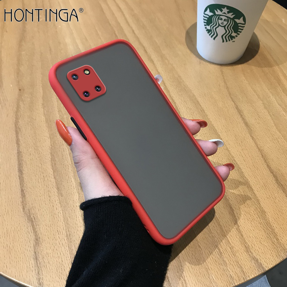 Hontinga Casing Case For Samsung Galaxy Note 10 Lite Case Ultra Thin Skin Feeling Frosted Transparent Hard Back Casing Soft Silicone Edge Full Cover Phone Cases Hard Case For Boys Girls Men Women
