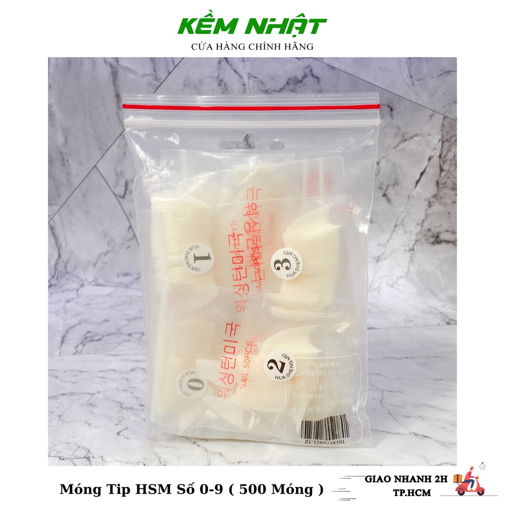 Móng Nối Móng Tip HSM Túi 500 móng nhựa dẻo đủ size 0 - 9