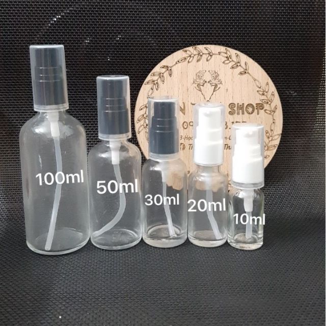 Chai thủy tinh trong đầu xịt giọt chọn size