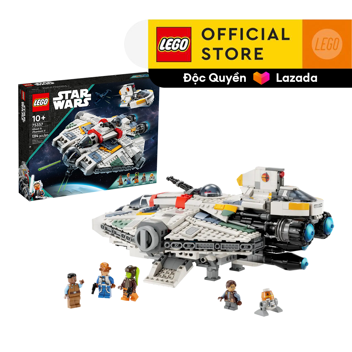 [ĐỘC QUYỀN LAZADA] LEGO STAR WARS 75357 Đồ chơi lắp ráp Tàu Vũ Trụ Ghost & Phantom II (1394 chi tiết)