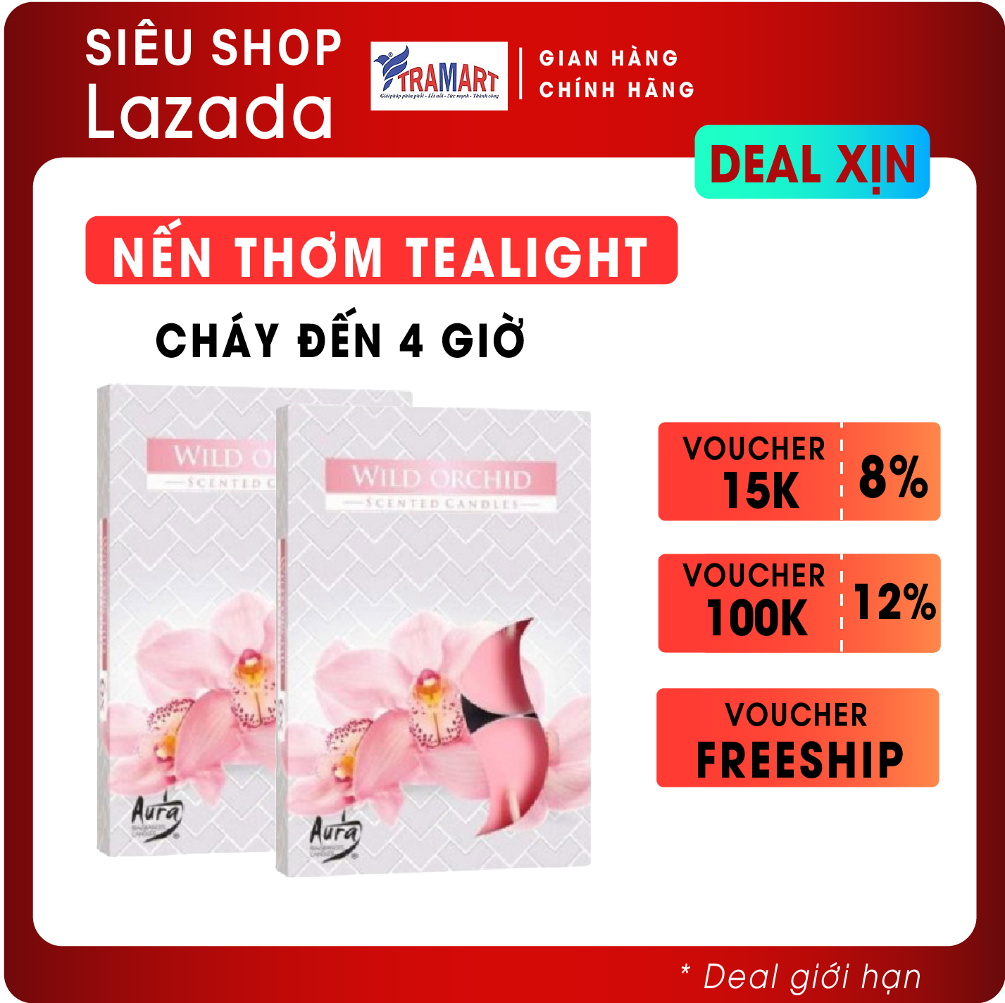 Hộp 6 nến thơm Tealight Bispol Wild Orchid BIS1700 (Hương hoa địa lan)