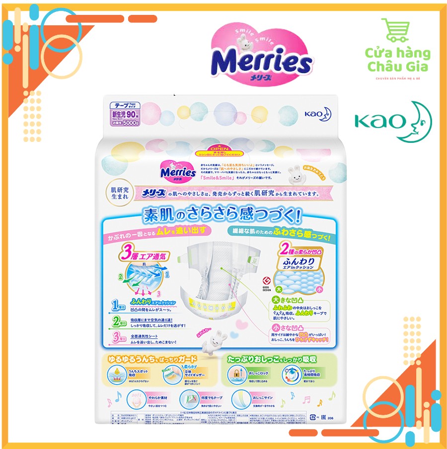 Tã/bỉm dán Merries nội địa nhật nhập khẩu Size NB90