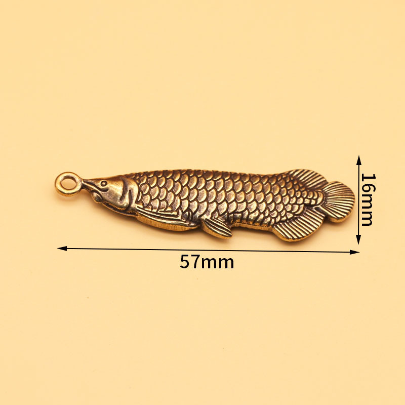 Tượng Nhỏ Phong Thủy Bằng Đồng Kiểu Dáng Hình Cá Rồng (Kích Thước: 5.5cm x 1.6cm)