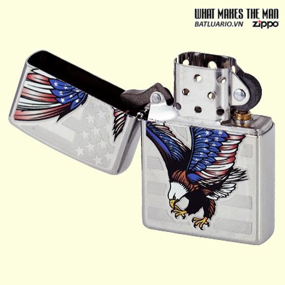 Bật lửa zippo 28449 - Bật lửa zippo Eagle Flag Polished Chrome