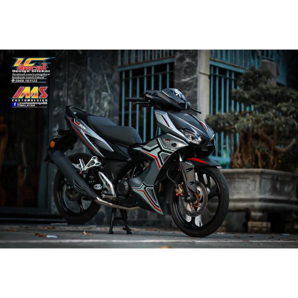 TEM RỜI mẫu chỉ đỏ đen tổ ong đơn giản cho Winner X bạc