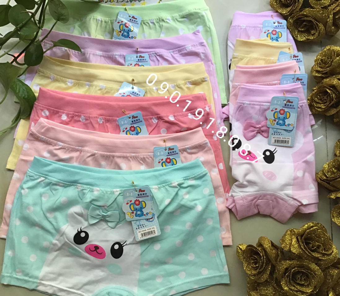 Combo 10 quần lót đùi cotton cao cấp hình chấm bi cho bé gái mã 0546 8 đến 40kg