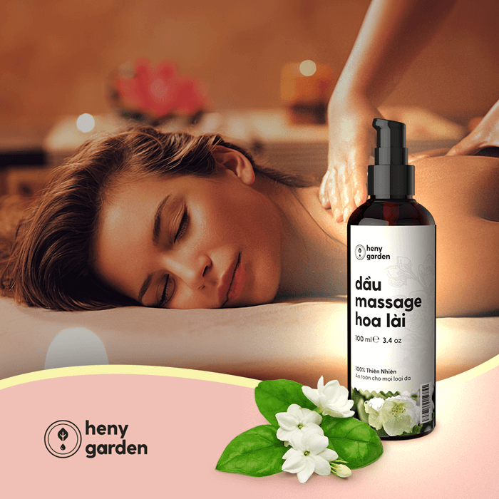 Dầu Massage Body Hoa Lài Jasmine 100ml Heny Garden - Dưỡng Da Từ Dầu Hạt Nho, Dầu Olive, Dầu Cám Gạo