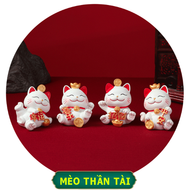Bộ 04 Mèo Thần Tài may mắn 6.5cm