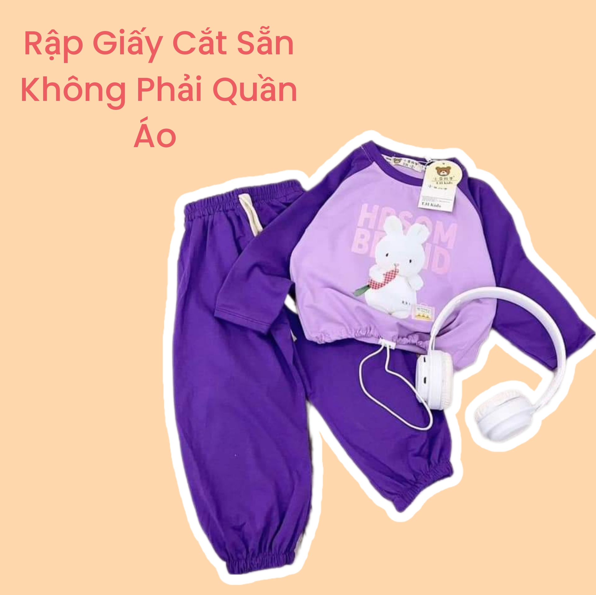Rập giấy cắt sẵn - Rập giấy may bộ đồ áo tay raglan quần ống rộng bo gấu bé gái