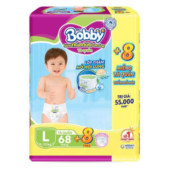 Tã quần bobby M76 L68 XL62 XX56  mẫu mới nhất