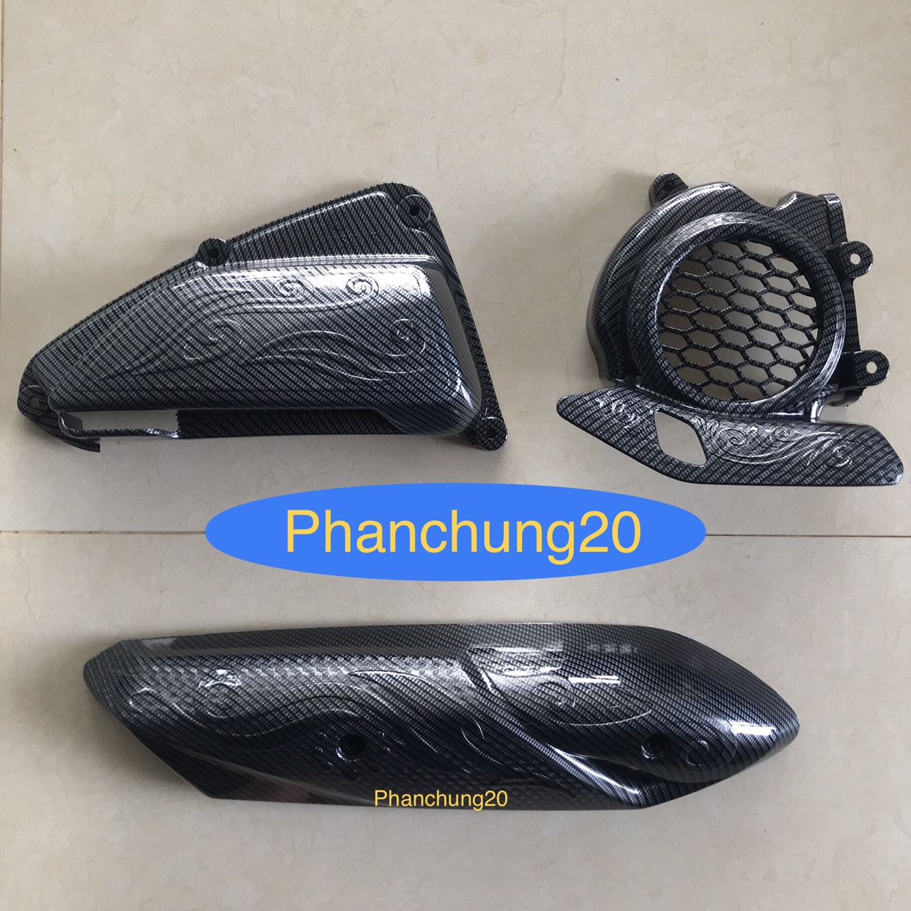 Combo ốp phụ kiện trang trí dùng cho đời xe vision 2021 2022 2023 2024 cacbon