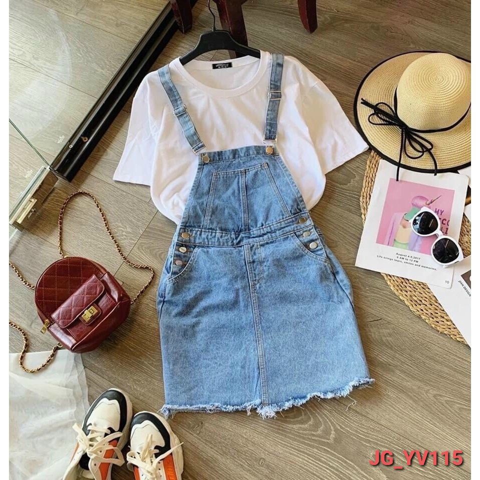 Yếm Váy Jeans váy yếm jean bò Nữ Chất Bò Hàng cao cấp