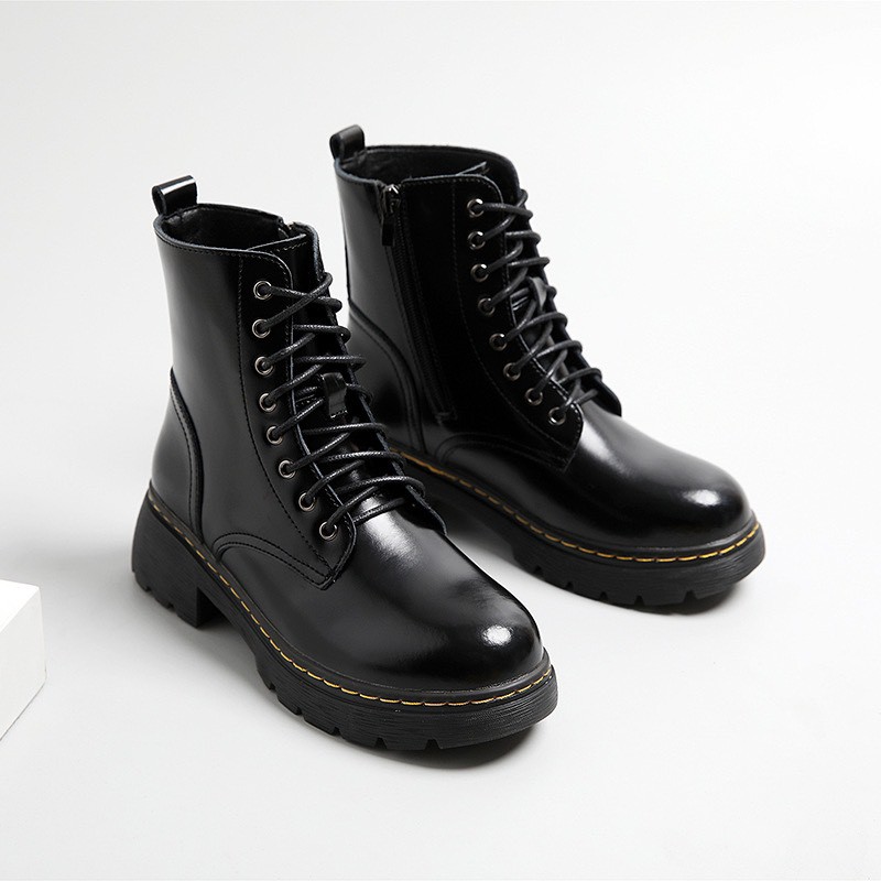 Combat boots (high ver) - Boots da bò nữ phong cách vintage, retro