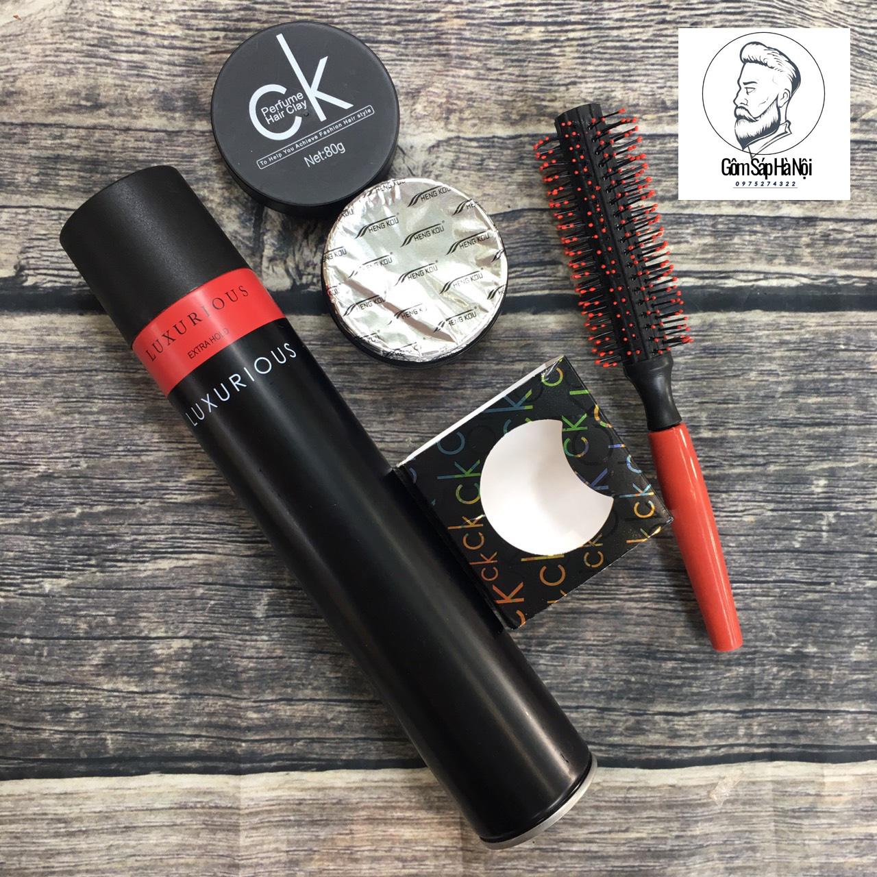 Combo Gôm Xịt Tóc Luxurious + Sáp Vuốt Tóc C-K Tặng Lược Tạo Kiểu