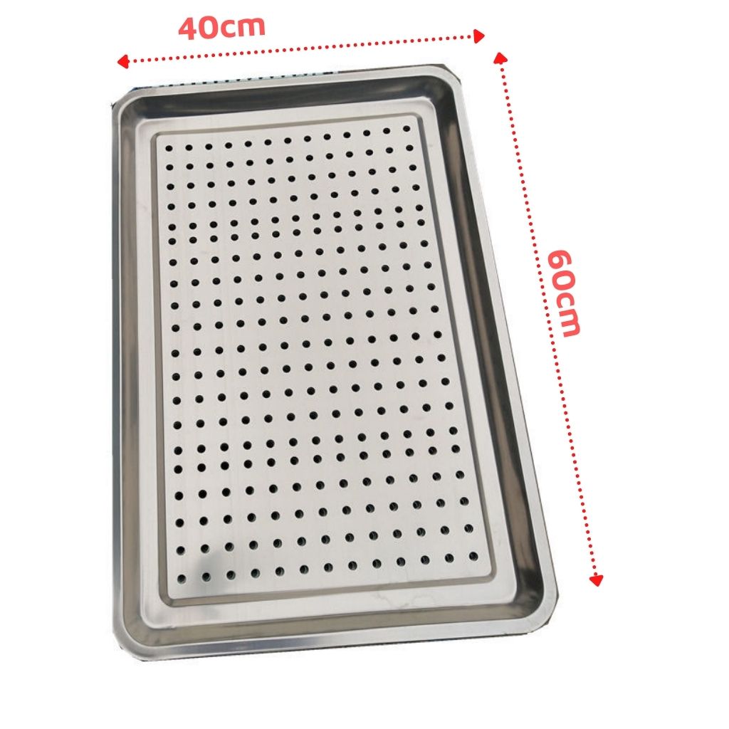Khay inox có lỗ hấp đa năng hấp bánh bao 40*60