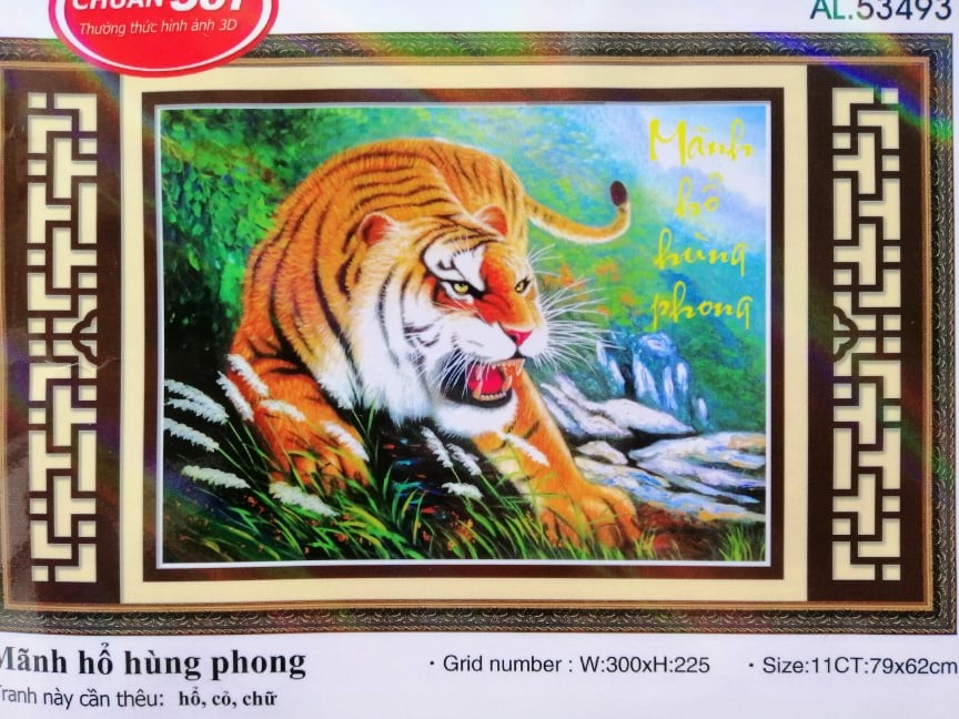 Tranh thêu chữ thập 5D con hô