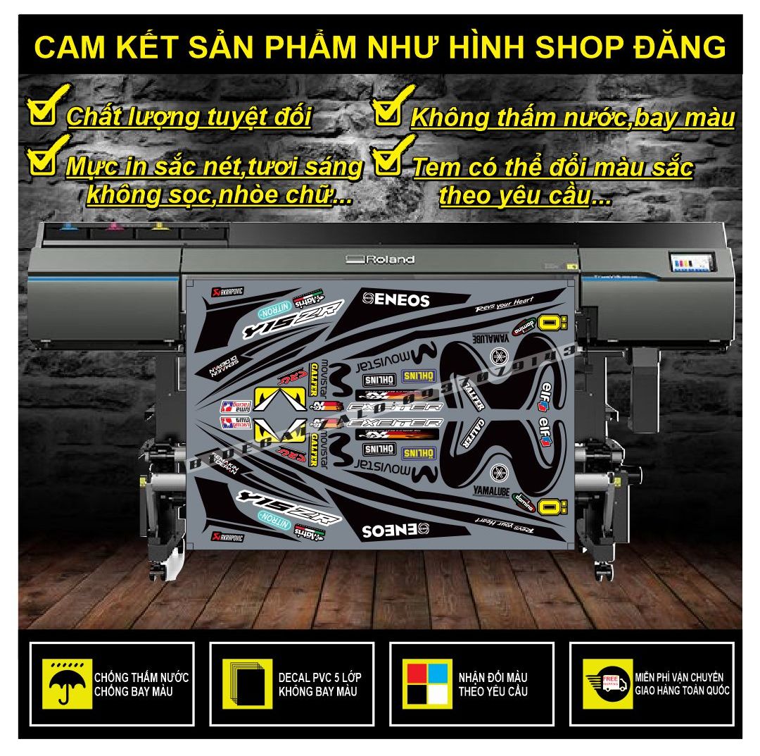 TEM RỜI EXCITER 150 MOVISTAR PHỐI XÁM XI MĂNG