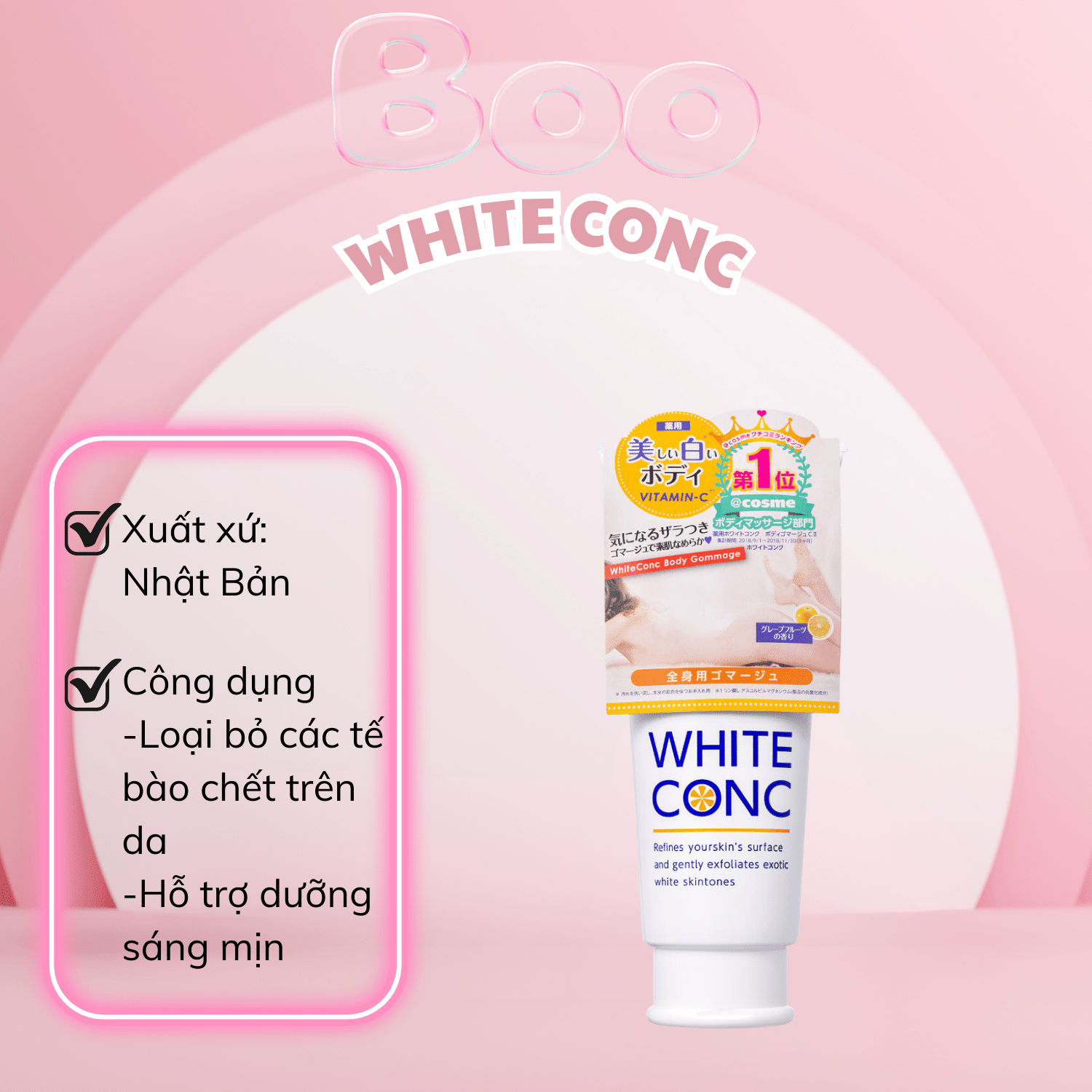 Tẩy da chết toàn thân white conc body gommage with vitamin c - 180gr