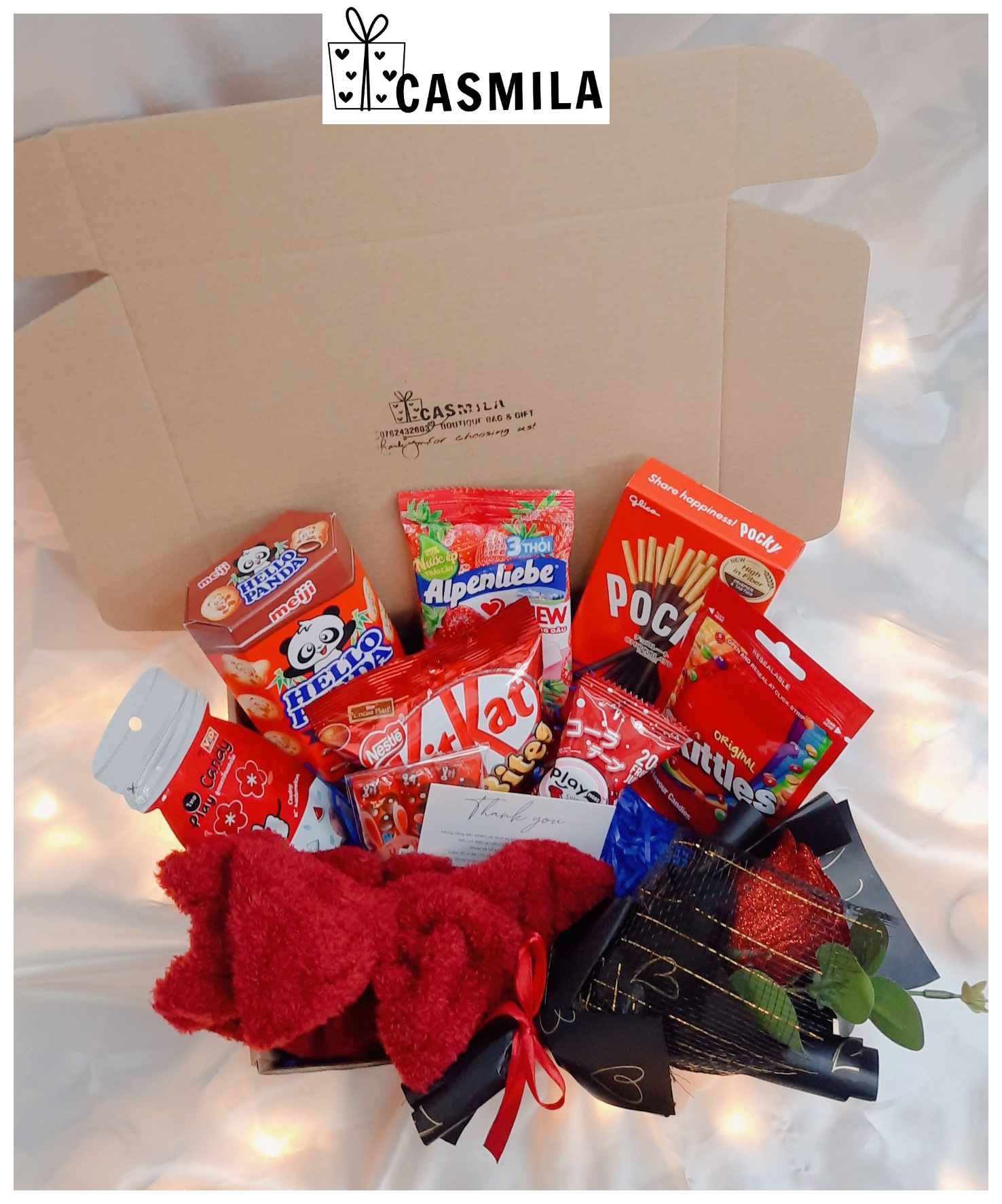 Set kẹo ngọt tone đỏ làm quà tặng sinh nhật, valentine, quà cho bạn nữ/bạn gái/người yêu