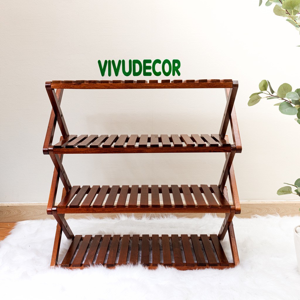 Kệ giày VIVUDECOR KG03 gỗ tự nhiên