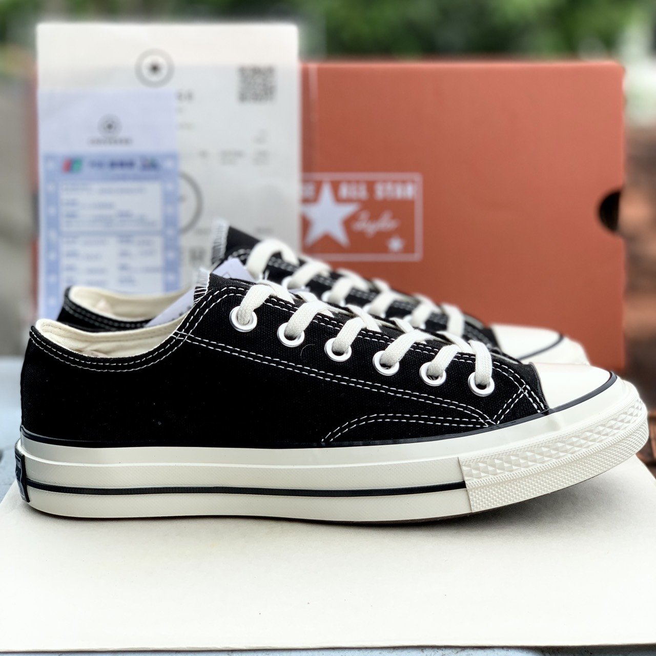 [FREE SHIP]  Giày thể thao/Giày sneaker converser đen thấp bản Trung (Full Box+pk)