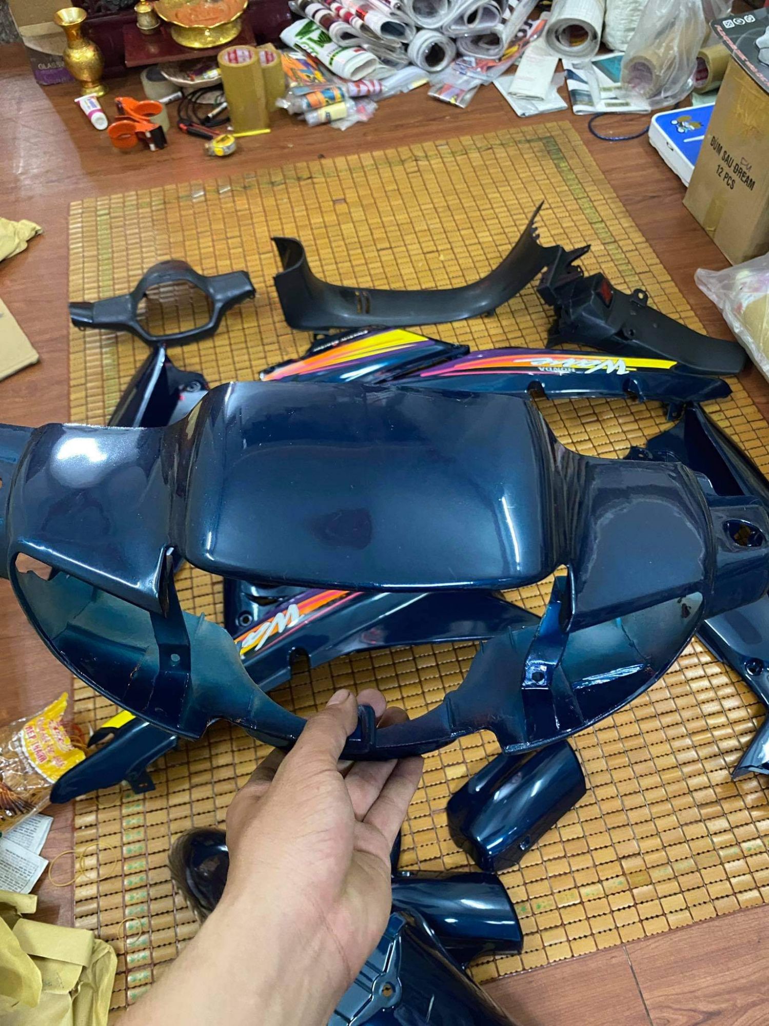 dàn áo wave abs loại 1 xanh nhớt có tem sẵn