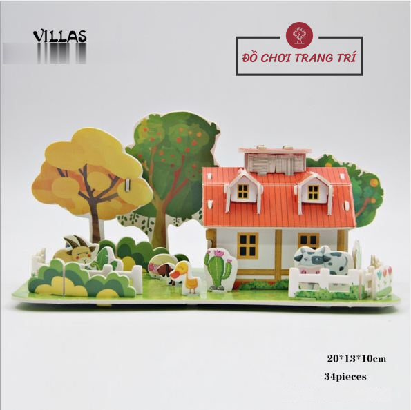 Mô hình 3D lắp ráp - Đồ chơi thông minh - Hình nhà nông thôn nhỏ xinh
