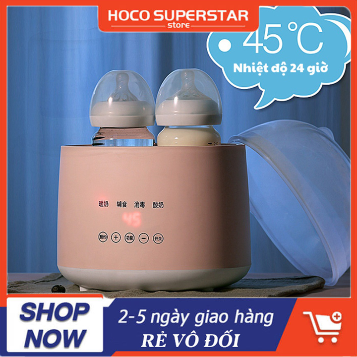 HCM Máy hâm sữa tiệt trùng điện tử 2 bình siêu tốc đa chức năng