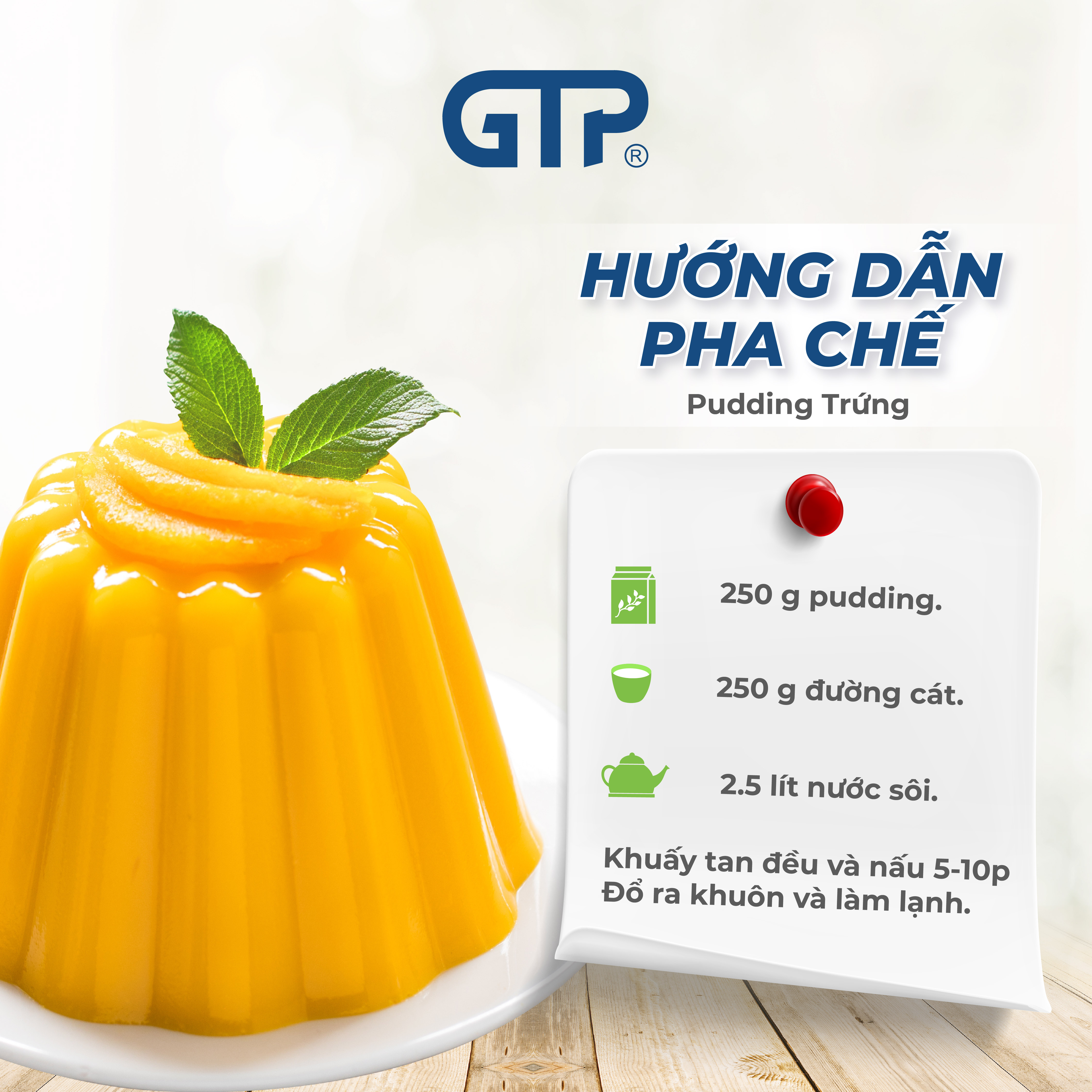 Bột pudding trứng thạch trà sữa 500gr Gia Thịnh Phát - GTP đủ vị