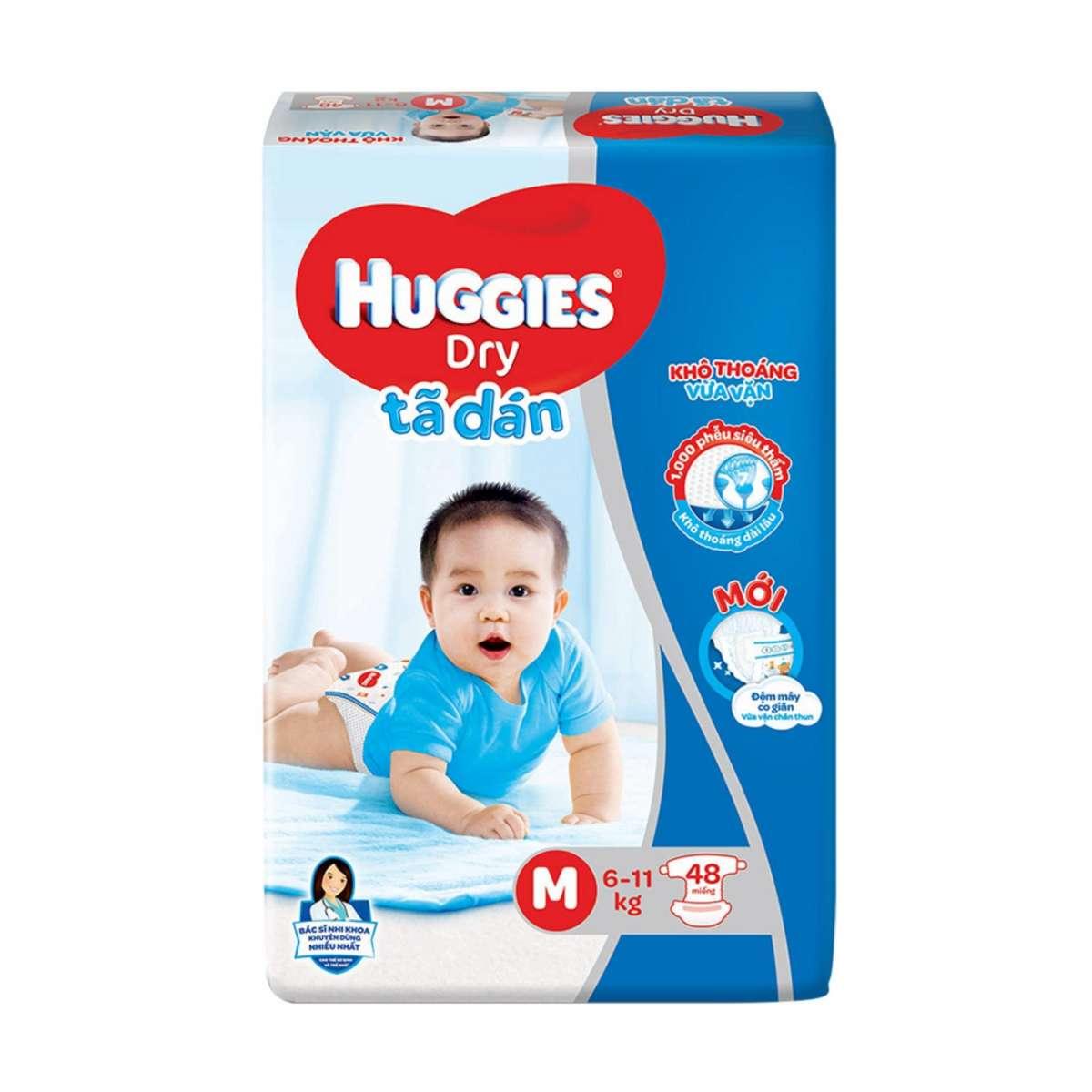 Tã dán HUGGIES DRY JUMBO size M48 ( mẫu đệm mây cho bé 6-11kg)