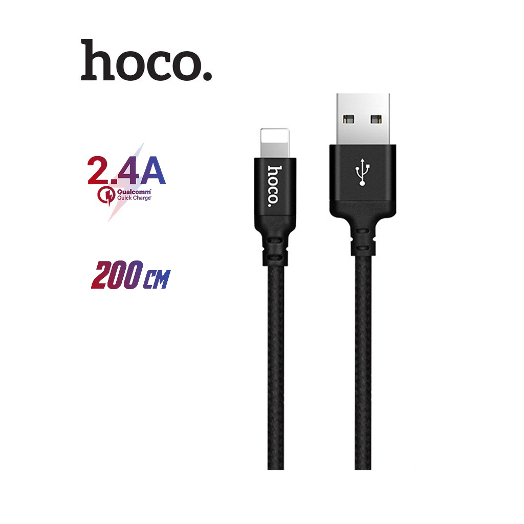 Cáp sạc lightning hoco x14 cho iphone hỗ trợ sạc nhanh 2.4a dài 2m