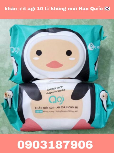 [KHÔNG QUÀ ](Hàn Quốc) khăn ướt agi 100 tờ - không mùi