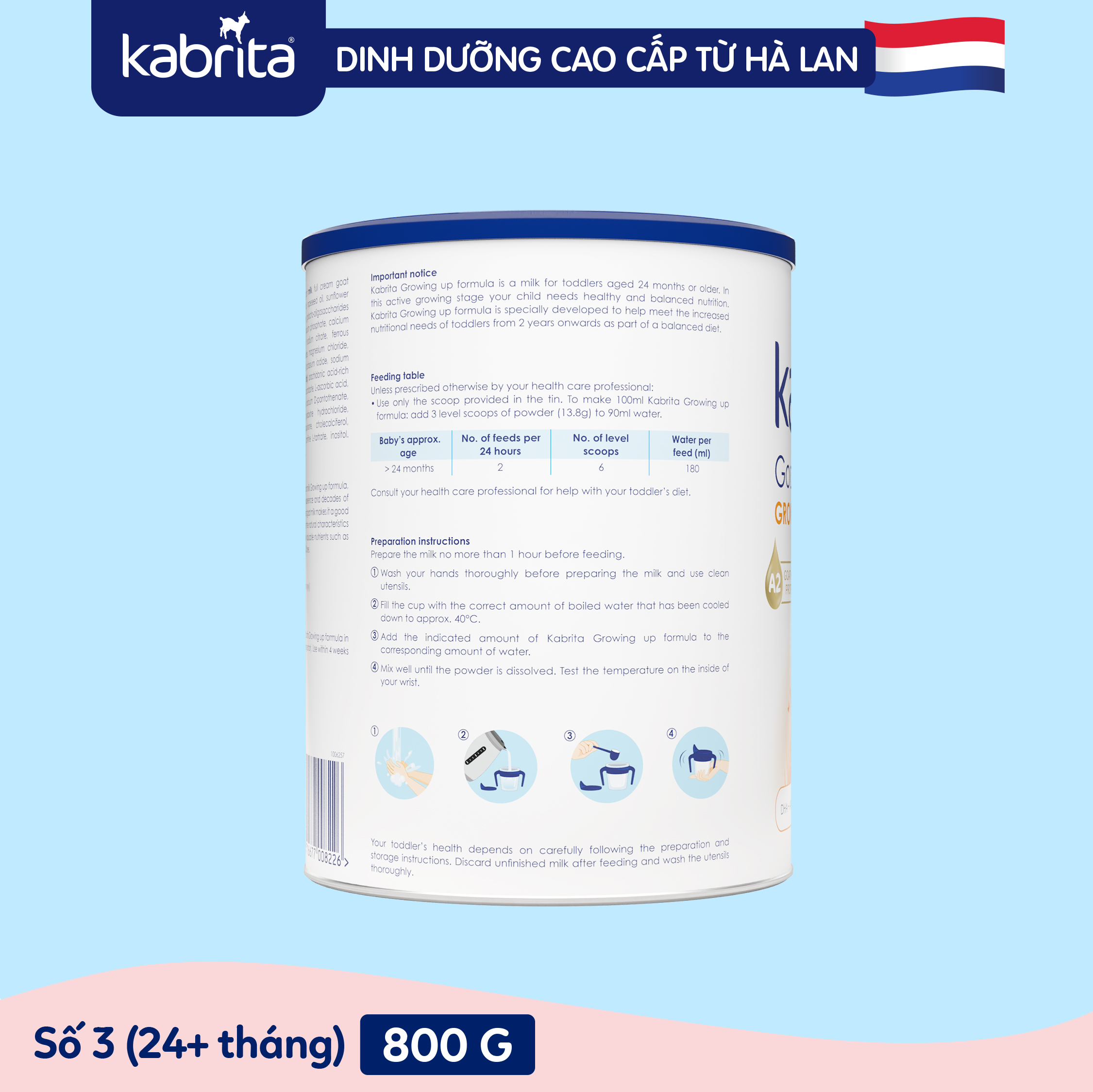 Combo 3 lon sữa dê Kabrita số 3 cho trẻ trên 24 tháng