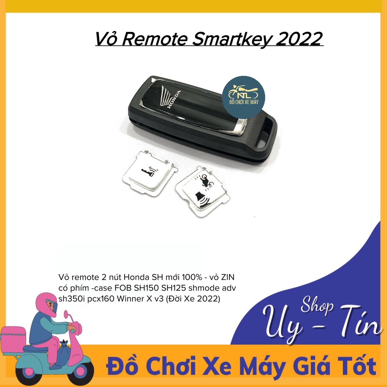 Vỏ remote smartkey honda sh350i sh125/150 pcx adv ab shmode winnerx v3 đời 2022 - vỏ remote smartkey 2 nút