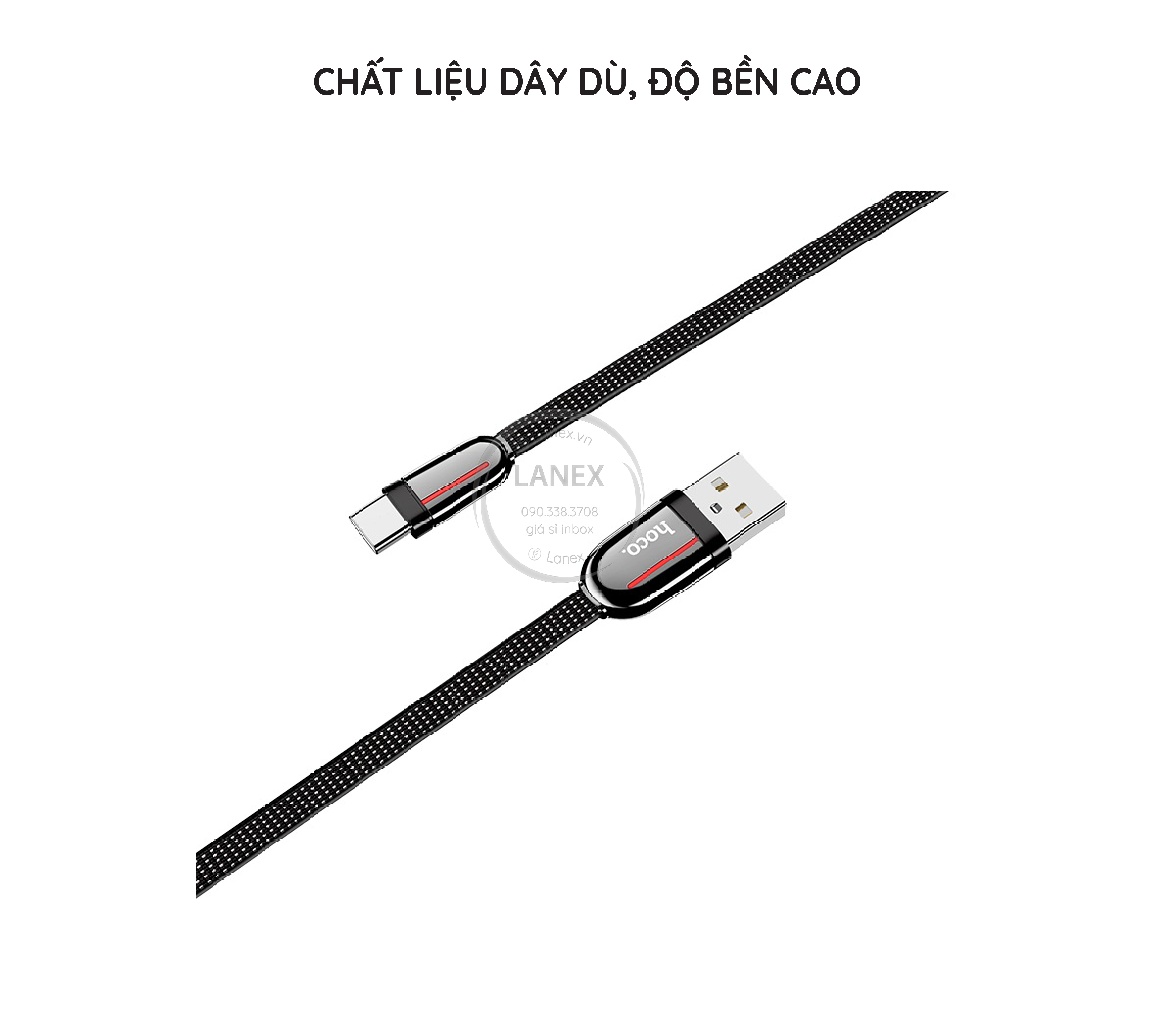 Cáp Sạc Nhanh Hoco U74 Dây Dù Type C 2.4a Dài 1.2m
