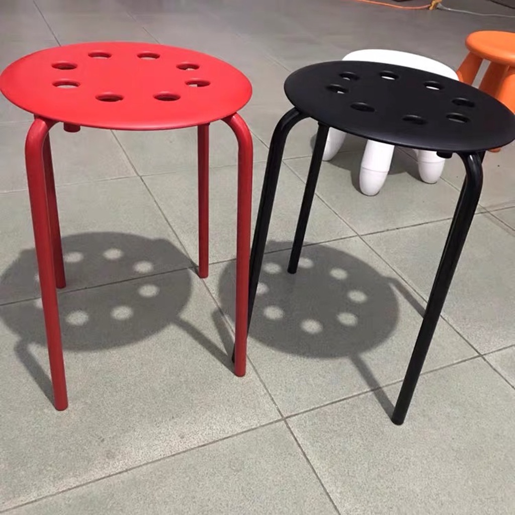 Ghế đẩu đôn tròn chân sắt IKEA Marius - đỏ
