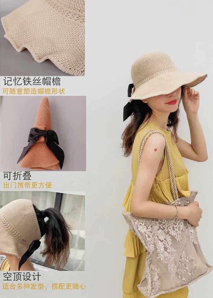 Mũ cói cuộn thời trang