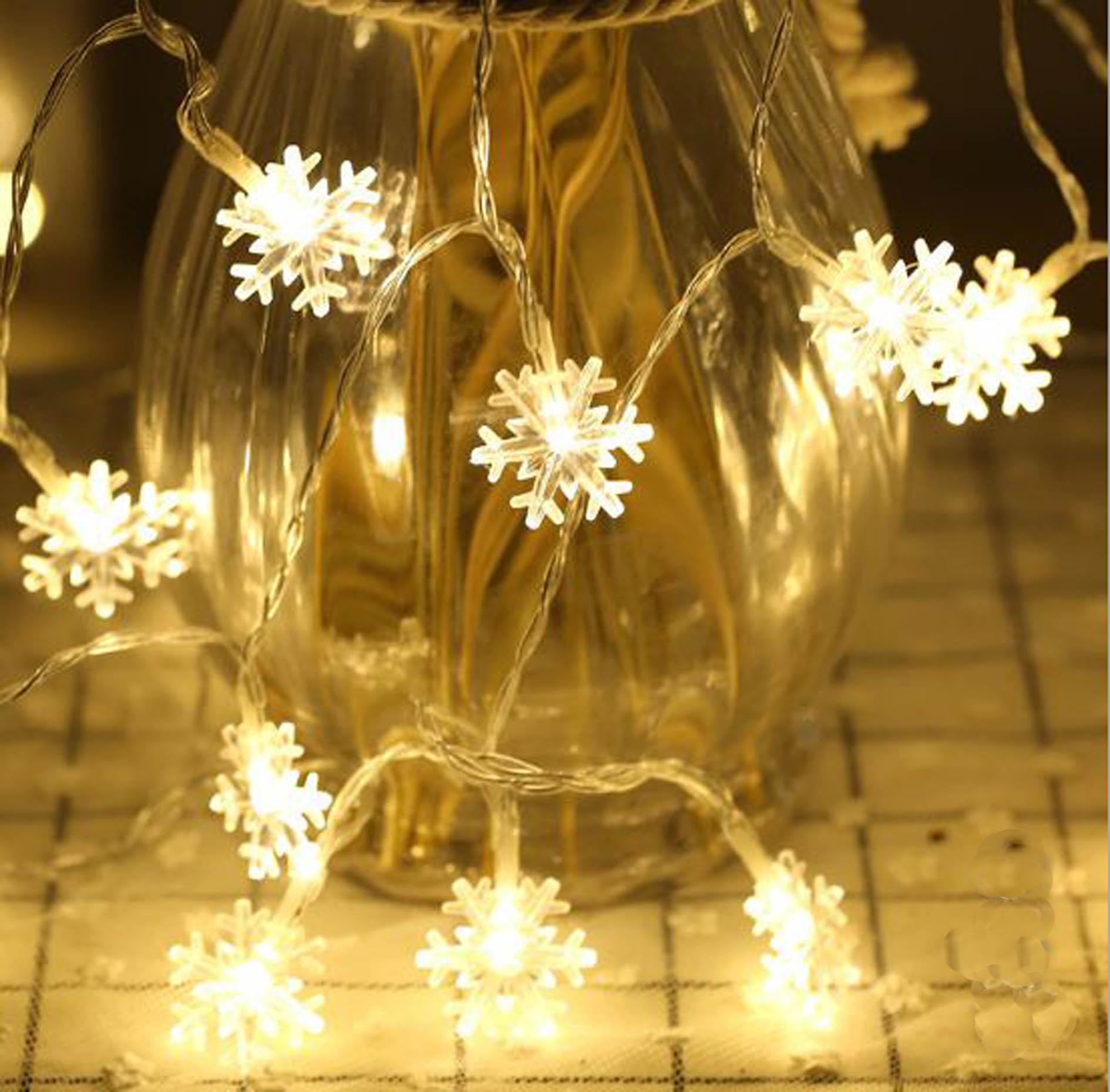 Combo 2 bộ dây đèn led nhấp nháy hình bông tuyết/ Đèn trang trí Noel/ Dây đèn led trang trí hình bông tuyết dài 1.5 mét siêu đẹp