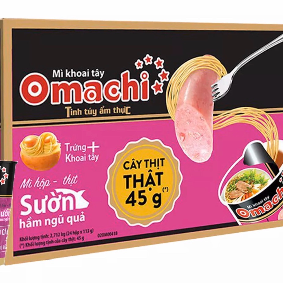 Mì Omachi ly có cây thịt thật 113gam(24 ly)