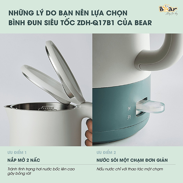Bình đun nước siêu tốc Bear ZDH-Q17B1 (1.7L) - An Gia Phúc