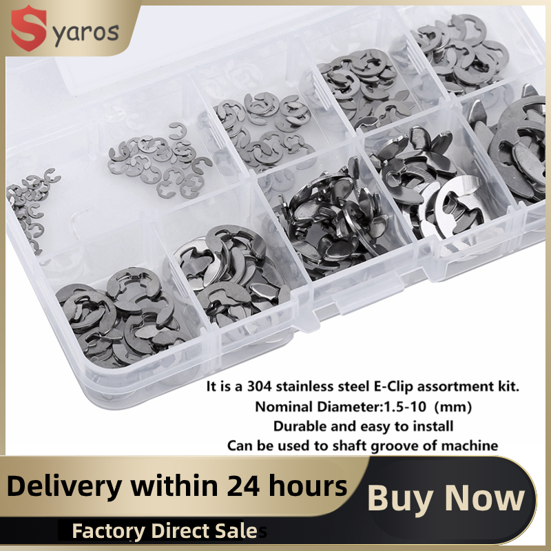 120Pcs 304 Stainless Steel E-Clip Retaining Snap Ring Circlip Kit 1.5mm-10mm