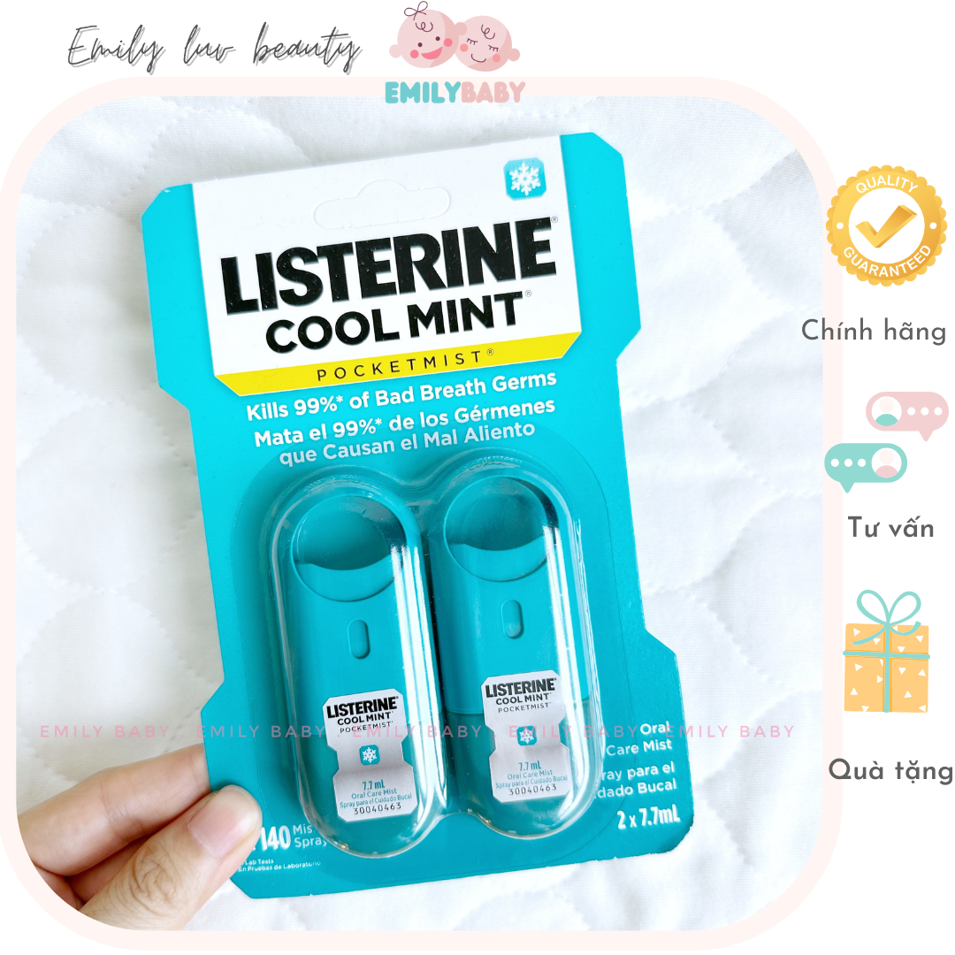 Xịt thơm miệng diệt khuẩn Listerine 7.7ml Mỹ