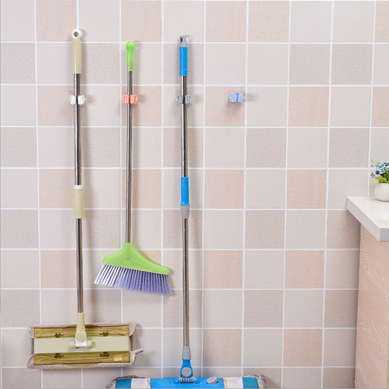 Móc Dán Tường Kẹp Giữ Cây Lau Nhà - Móc Treo Chổi, Vòi Nước Gắn Tường Tiết Kiệm Không Gian