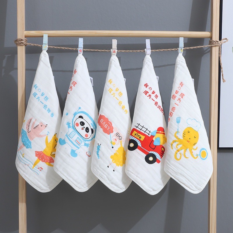 Hàng Đẹp BooBoo Baby - Sét 5 khăn mặt khăn sữa khăn lau rửa cho bé 6 lớp
