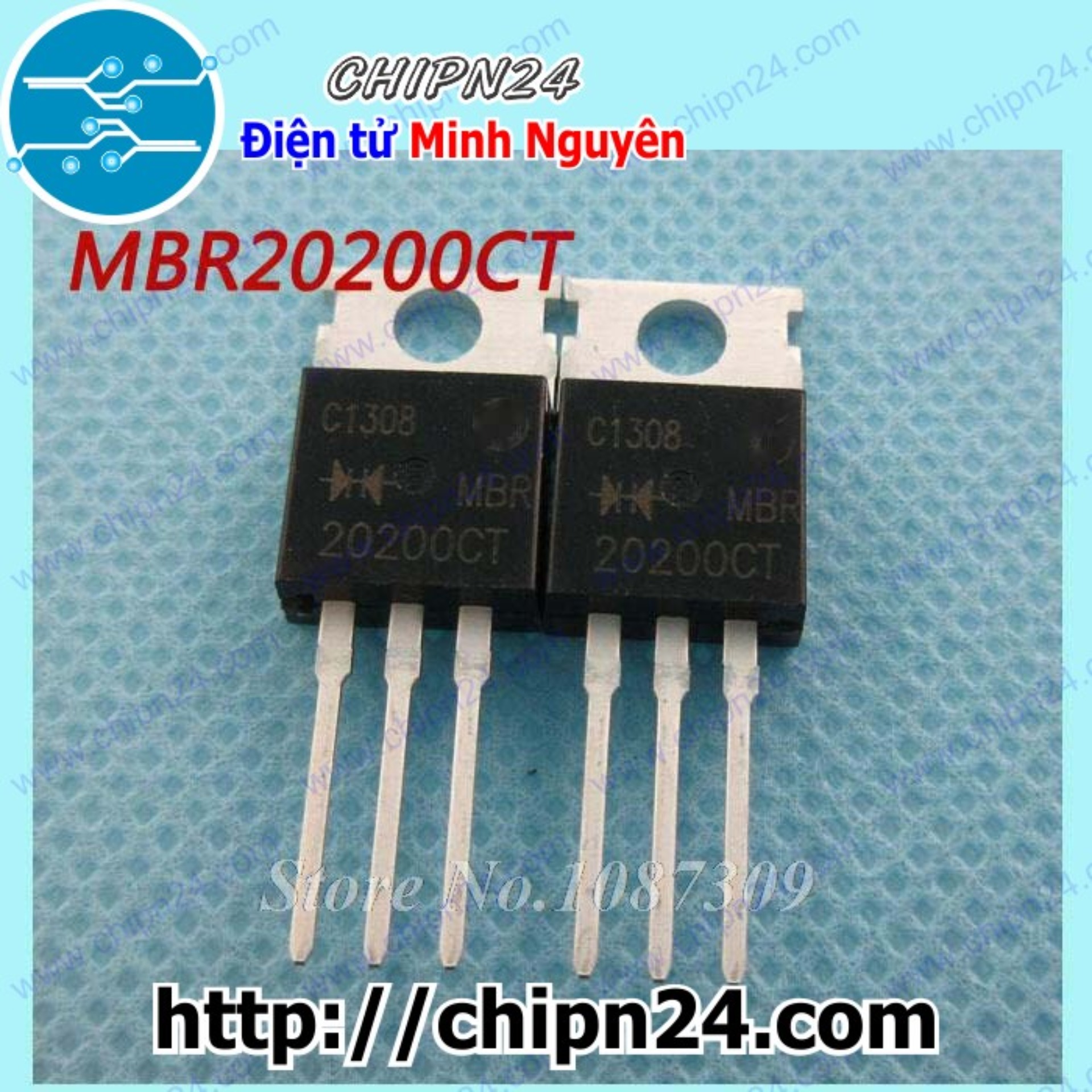 [2 con] (DIP) Diode MBR20200CT TO-220 20A 200V (MBR20200 MBR 20200) [Diode Schottky]