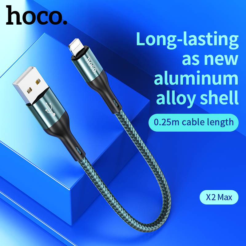 Cáp sạc ngắn Hoco X2 Max cổng Lightning / Type-C / Micro-USB QC3.0, max 3A, dài 25cm - NHẤT TÍN Computer