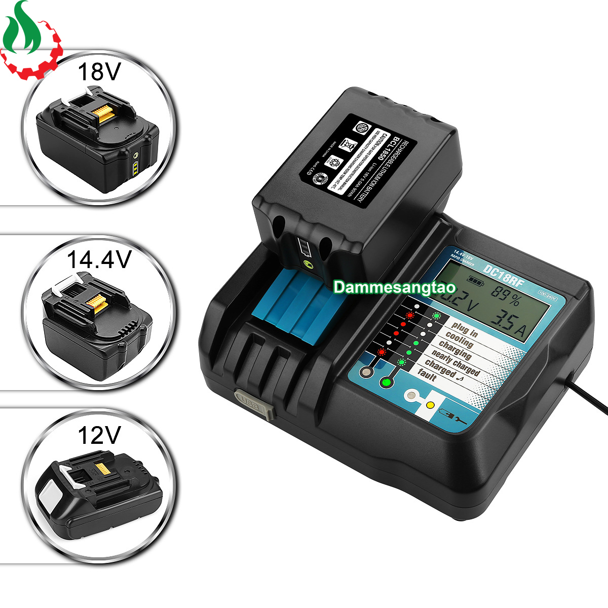 Sạc pin Makita 14V-18V DC18RF Li-ion nhận mạch zin hiển thị LCD