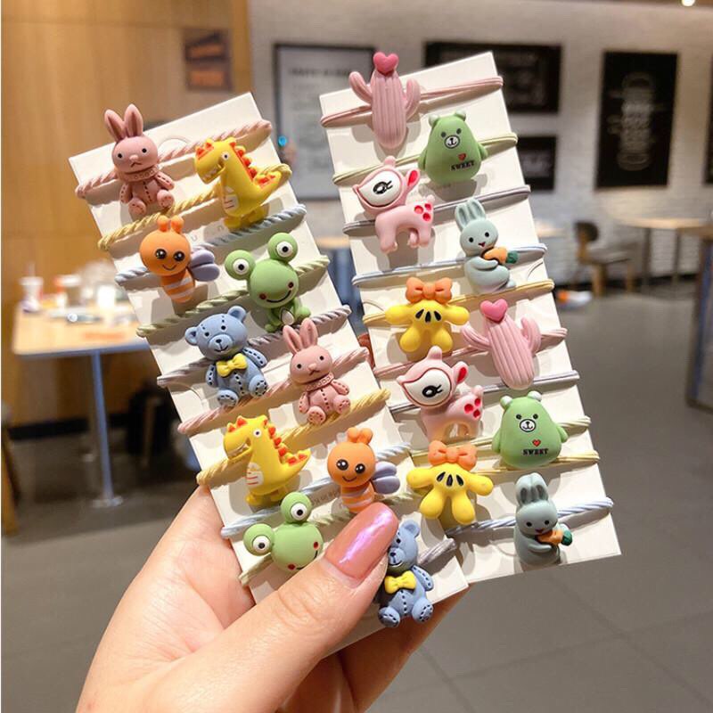Set 10 dây cột tóc co giãn nhiều màu dễ thương cho bé gái